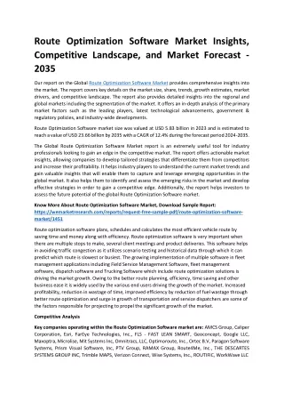 Route Optimization Software Market Insights