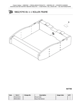 JCB VM200PD T2 VIBROMAX Parts Catalogue Manual (Serial Number 01800000-01802999)