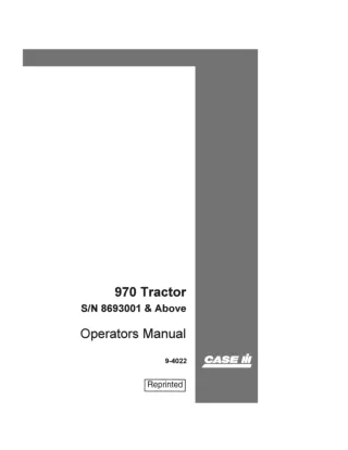 Case IH 970 Tractor (SN 8693001 & above) Operator’s Manual Instant Download (Publication No.9-4022)