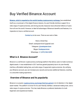 Top Market To Buy Verified Binance Account