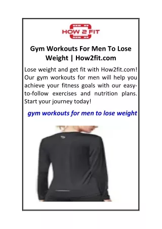 Gym Workouts For Men To Lose Weight  How2fit.com