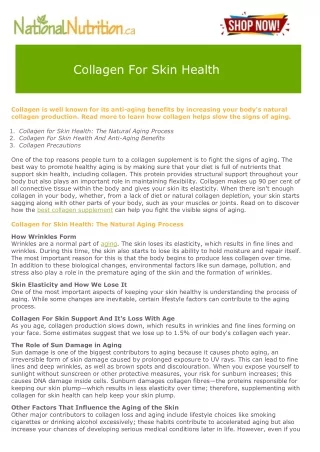 Collagen For Skin Health