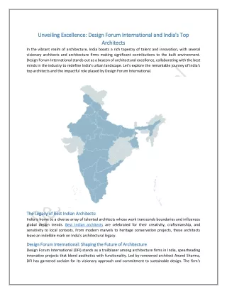 Unveiling Excellence Design Forum International and India's Top Architects