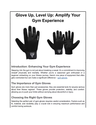 Glove Up, Level Up: Amplify Your Gym Experience