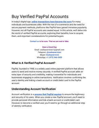 Top Pro Seller To Buy Verified PayPal Accounts
