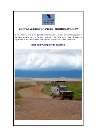 Best Tour Company In Tanzania  Itstartedinafrica.com