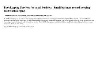 Bookkeeping Services for small business | Small business record keeping- 1800Boo