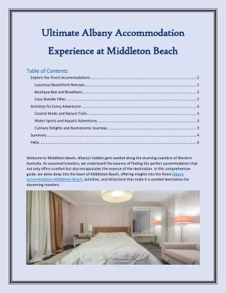 Albany Accommodation Middleton Beach Experience