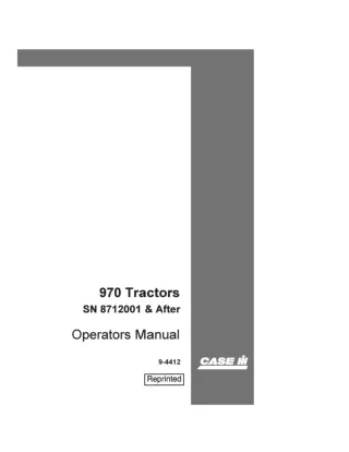 Case IH 970 Tractors (SN 8712001 & After) Operator’s Manual Instant Download (Publication No.9-4412)