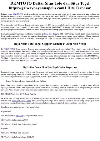 DKMTOTO Daftar Situs Toto dan Situs Togel #1 Hits Terbesar