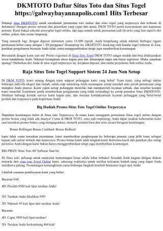 DKMTOTO Daftar Situs Toto dan Situs Togel #1 Hits Terbesar