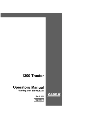 Case IH 1200 Tractor (Starting With SN 9806321) Operator’s Manual Instant Download (Publication No.9-1982)