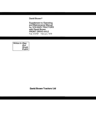 Case IH 1210 4WD Tractors with David Brown Front Drive Axle Supplement Operator’s Manual Instant Download (Publication N