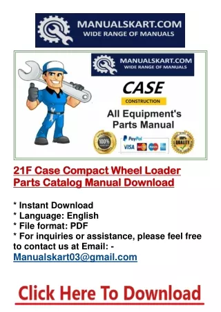 21F Case Compact Wheel Loader Pdf Parts Catalog Manual Download