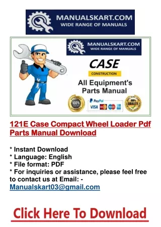 121E Case Compact Wheel Loader Parts Manual Download