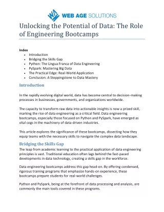 Unlocking the Potential of Data The Role of Engineering Bootcamps