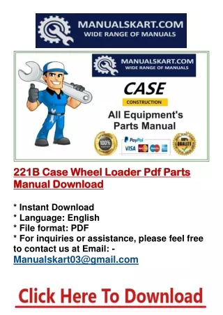 221B Case Wheel Loader Parts Manual Download