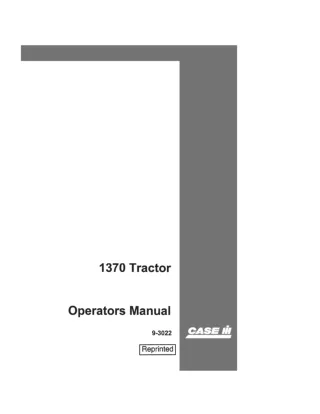 Case IH 1370 Tractor Operator’s Manual Instant Download (Publication No.9-3022)