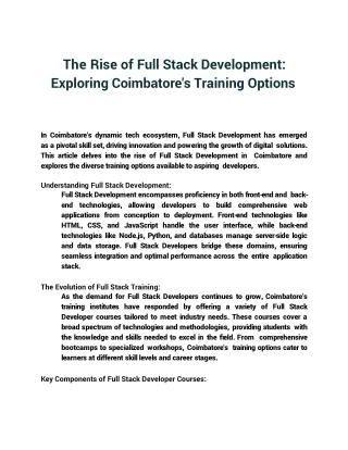 The Rise of Full Stack Development_ Exploring Coimbatore's Training Options