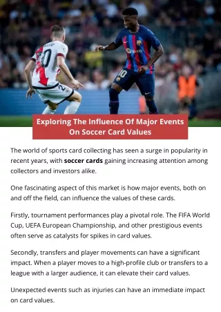 Exploring The Influence Of Major Events On Soccer Card Values