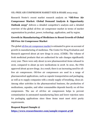 Oil-Free Air Compressor Market