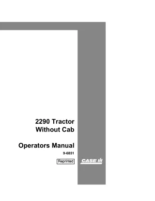 Case IH 2290 Tractor Without Cab Operator’s Manual Instant Download (Publication No.9-6851)