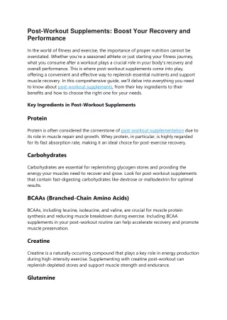 Post-Workout Supplements Boost Your Recovery and Performance