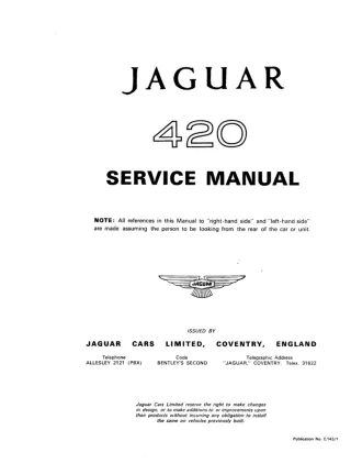 1966 JAGUAR 420 Service Repair Manual