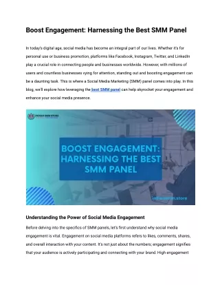 Boost Engagement_ Harnessing the Best SMM Panel