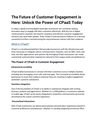 The Future of Customer Engagement is Here_ Unlock the Power of CPaaS Today