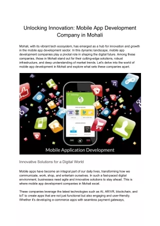 Top Solutions With a Mobile App Development Company in Mohali