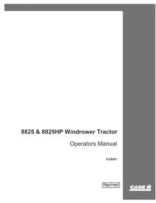 Case IH 8825 & 8825HP Windrower Tractor Operator’s Manual Instant Download (Publication No.9-29501)