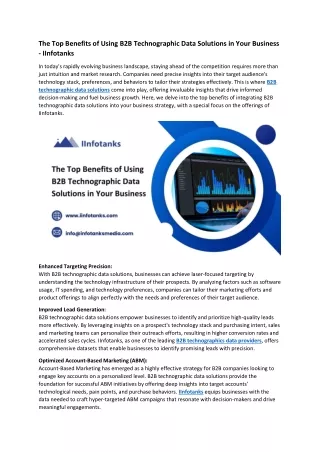 The Top Benefits of Using B2B Technographic Data Solutions in Your Business