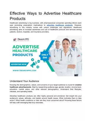 Effective Ways to Advertise Healthcare Products