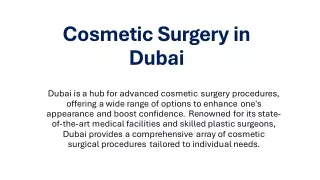 Cosmetic Surgery in Dubai