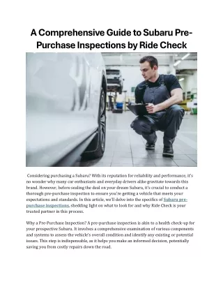 A Comprehensive Guide to Subaru Pre-Purchase Inspections by Ride Check