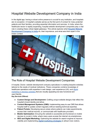 Hospital Website Development Company in India