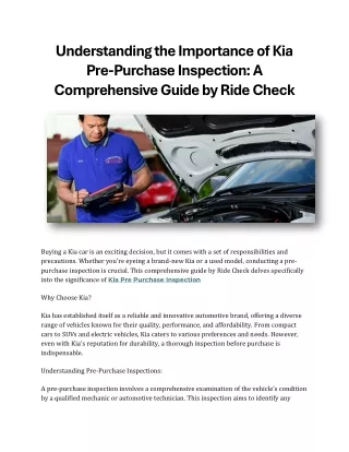 Understanding the Importance of Kia Pre-Purchase Inspection