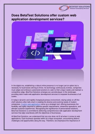 Does BetaTest Solutions offer custom web application development services