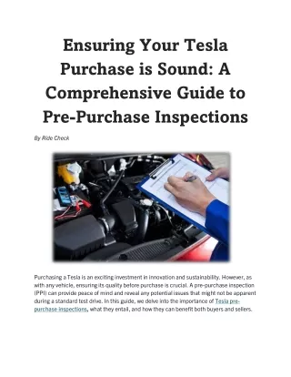 Ensuring Your Tesla Purchase is Sound A Comprehensive Guide to Pre-Purchase Inspections