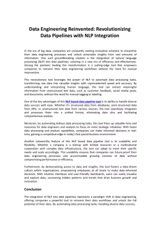 Revolutionizing with NLP Based Data Pipeline Tool