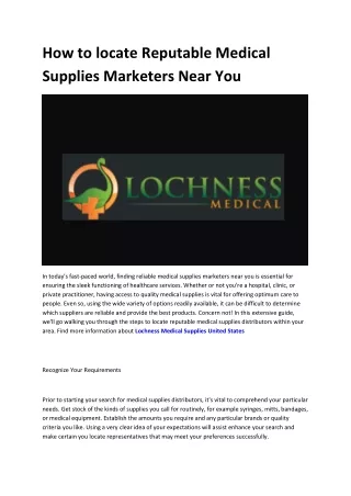 Lochness Medical Supplies USA