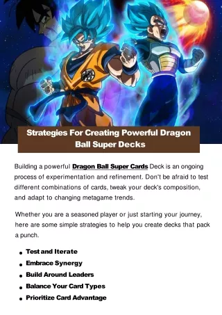 Strategies For Creating Powerful Dragon Ball Super Decks