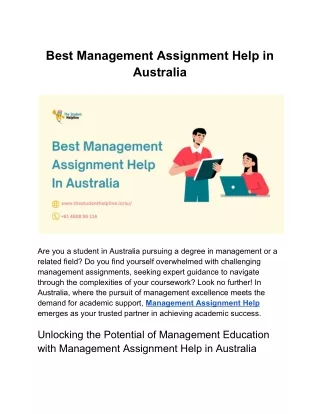 Best Management Assignment Help in Australia