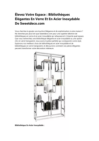 Élevez Votre Espace Bibliothèques Élégantes En Verre Et En Acier Inoxydable De Sweetdeco.com