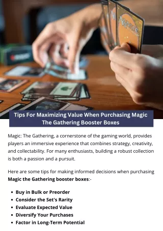 Tips For Maximizing Value When Purchasing Magic The Gathering Booster Boxes