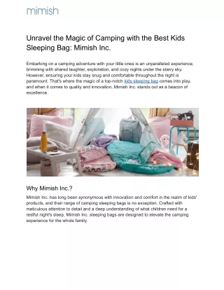 Unravel the Magic of Camping with the Best Kids Sleeping Bag_ Mimish Inc