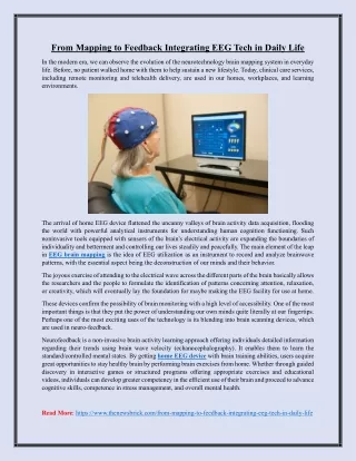 From Mapping to Feedback Integrating EEG Tech in Daily Life