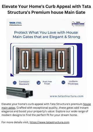 Elevate Your Home's Curb Appeal with Tata Structura's Premium house Main Gate