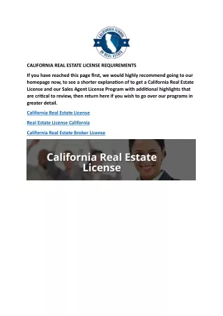 CALIFORNIA REAL ESTATE LICENSE